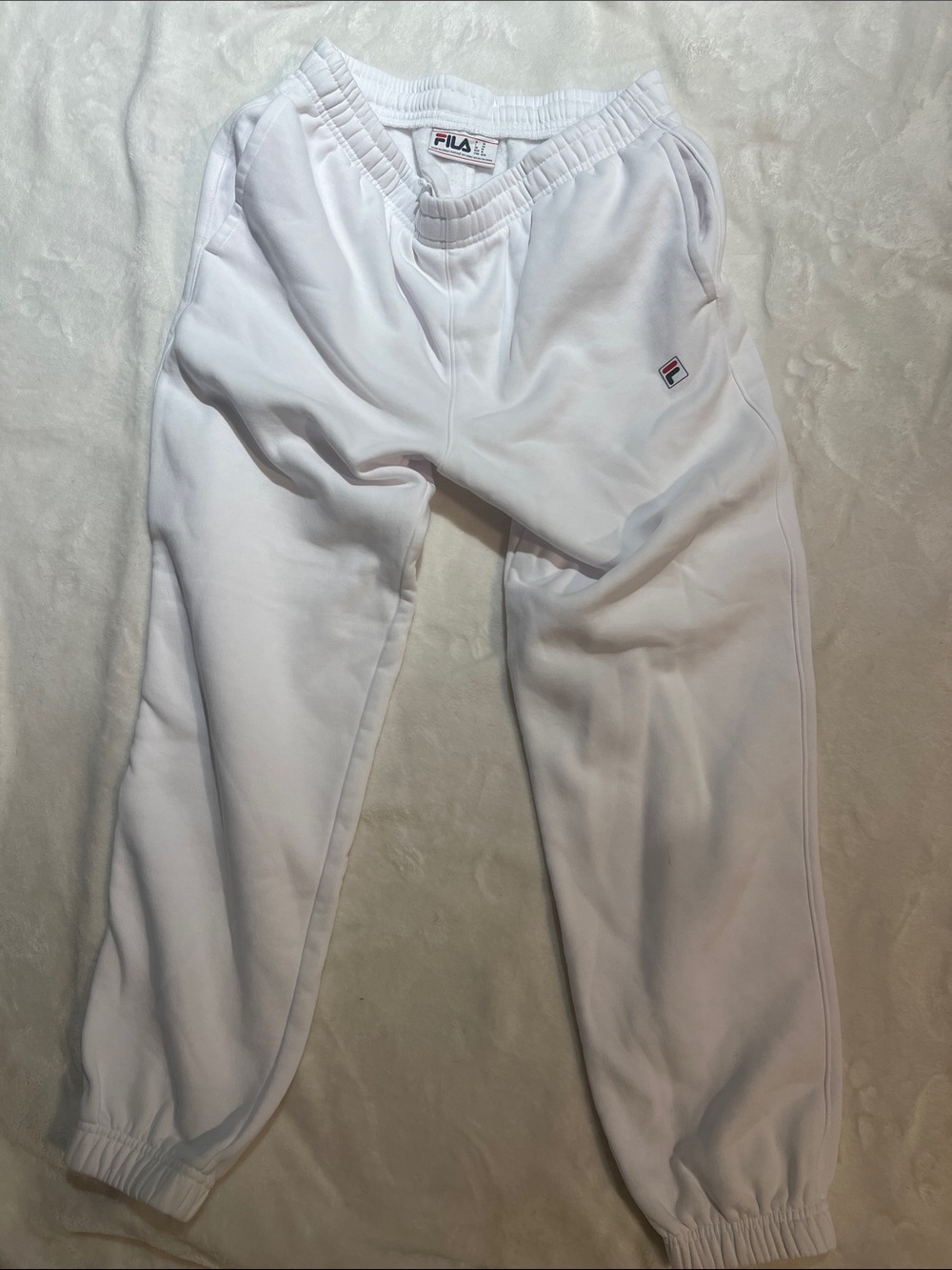 Fila Unisex White Jogger Sweatpants with Logo